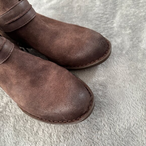 Born Kati Brown Leather Burnished Boots Booties Women's 8.5 Moto Western - Picture 2 of 7